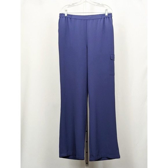 Linea Louis Dell'Olio Pants Blue Regular Gauze Crepe Cargo Misses Size M - Picture 1 of 7